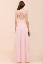 Blumiges Spitzenkleid für Brautjungfern Rosa A-Linien Hochzeitsfestkleid