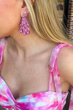 Palmer | Pink Floral Print Corset A-Line Long Prom Dress with Bow Tie Straps