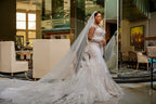 Vestidos de novia glamurosos de sirena con apliques largos y mangas largas con encaje