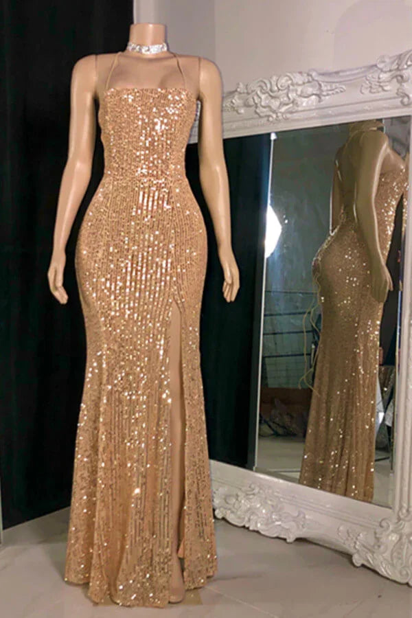 Glamorous Spaghetti Strap Sleeveless Long Mermaid Prom Dress