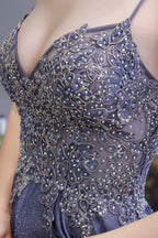 Robe de fête en ligne A scintillante spaghetti ombrée violet Glamous