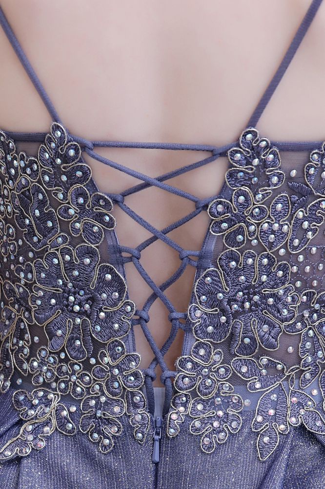 Robe de fête en ligne A scintillante spaghetti ombrée violet Glamous