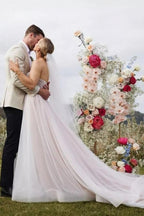 Magnifique robe de mariée blanche en tulle, ligne A, bustier cœur, sans manches
