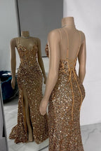 Splendido abito da sera senza maniche con spalline sottili a colonna in tulle e strass