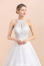 Magnifique robe de mariée dos nu ornée de strass, tulle blanc, appliques en dentelle, robe de mariée ligne A