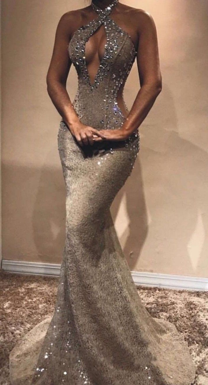 Robe de bal longue sirène magnifique, sexy, en dentelle pailletée, sans manches