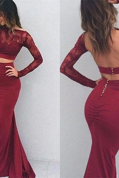 Splendido Abito da Sera a Fondo Lungo con Maniche Lunghe in Spandex e Scollo a Barca da Sirena