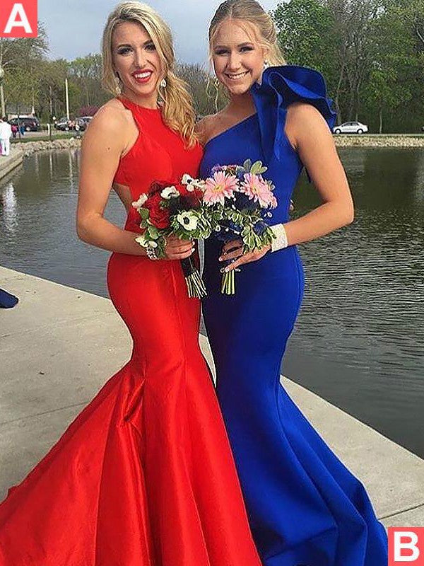 Gorgeous Mermaid Sleeveless One-Shoulder Ruffles Stretch Crepe Prom Dresses