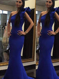 Gorgeous Mermaid Sleeveless One-Shoulder Ruffles Stretch Crepe Prom Dresses