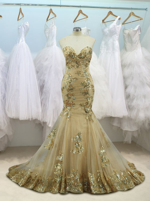 Superbes robes de bal sans manches en tulle à paillettes, décolleté cœur, style sirène