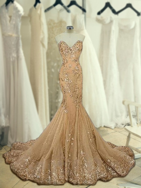 Superbes robes de bal sans manches en tulle à paillettes, décolleté cœur, style sirène