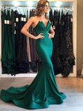 Superbes robes de bal sirène sans manches à encolure en V, traîne courte, en crêpe extensible