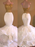 Superbes robes de bal longues en organza, sans manches, à fines bretelles spaghetti, ornées d'appliques, style sirène