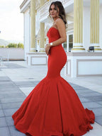 Vestidos de Baile de Cetim Sem Mangas com Decote Coração e Tema de Sereia Deslumbrante