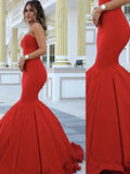 Vestidos de Baile de Cetim Sem Mangas com Decote Coração e Tema de Sereia Deslumbrante