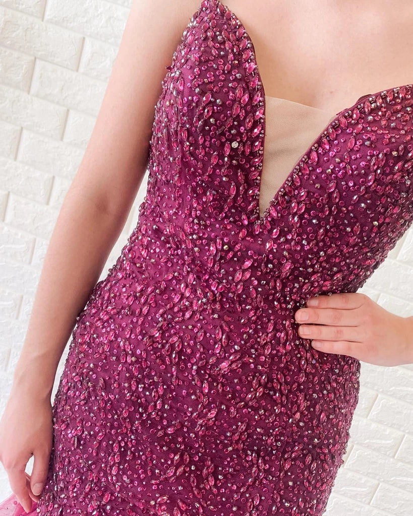 Superbes robes longues de bal en tulle perlées, dos nu, col en V sirène