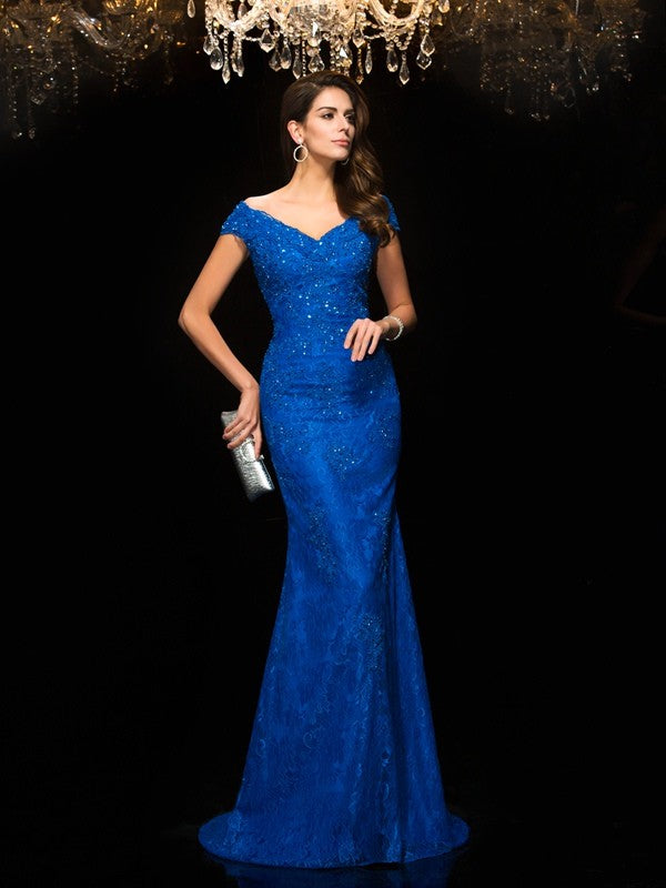Vestidos deslumbrantes de mãe da noiva para baile, compridos, em renda, sem mangas, com decote em V e estilo sereia