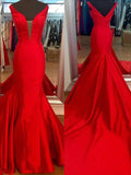 Vestidos de Baile de Cetim Deslumbrantes com Decote em V e Sem Mangas de Sereia