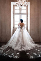 Hermosos vestidos de novia de tul en forma de A sin mangas con tirantes finos y estampado 