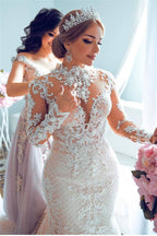 Splendido Abito da Sposa a Sirena in Pizzo e Tulle con Scollo a Cuore per Primavera ed Estate