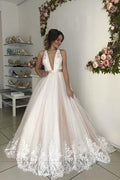 Gorgeous V-Neck Sleeveless Tulle Wedding Dresses  Bridal Gowns