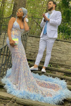 Vestidos de fiesta sirena de encaje con apliques, tirantes finos y escote en V, largos hasta el suelo, preciosos