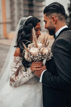 Magnifique robe de bal blanche à manches longues en dentelle, ligne A, tulle floral, robe de mariée