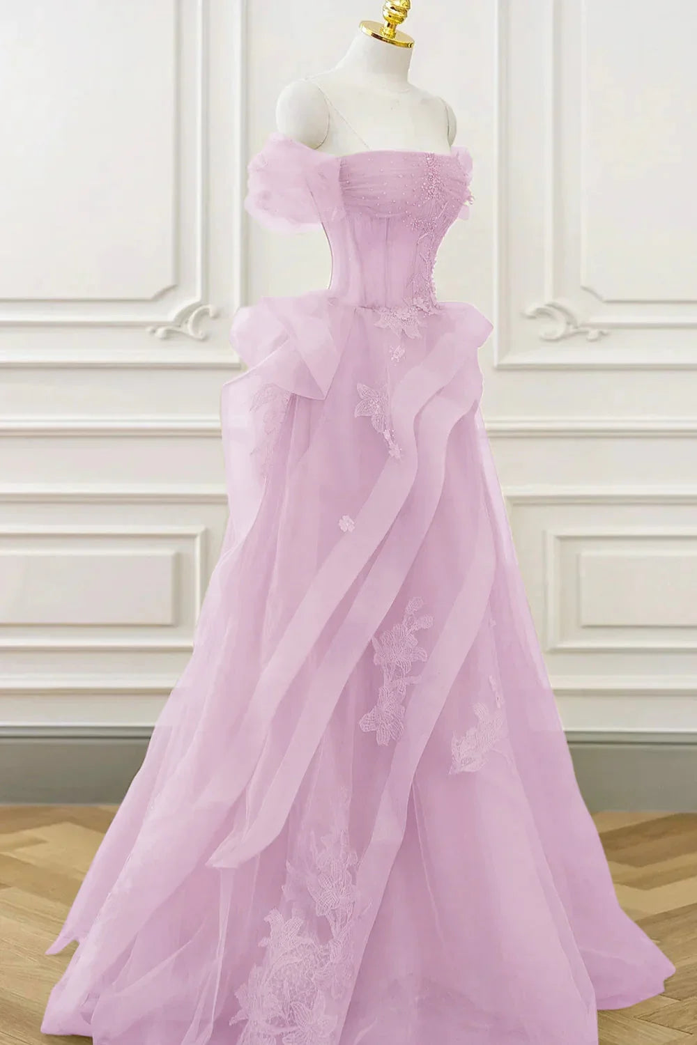 Nellie | Vestido largo de encaje de tul verde para baile de graduación con corsé, vestido verde para fiesta formal