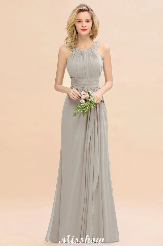 Vestidos de Dama de Honra em Linha A com Alças, Vestido Comprido para Festa de Casamento