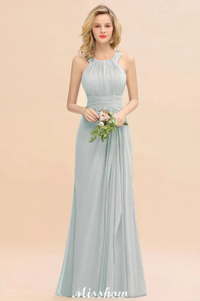 Vestidos de Dama de Honra em Linha A com Alças, Vestido Comprido para Festa de Casamento