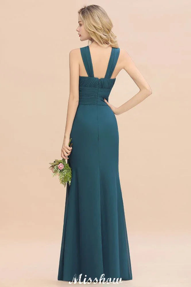 Vestidos de Dama de Honra em Linha A com Alças, Vestido Comprido para Festa de Casamento
