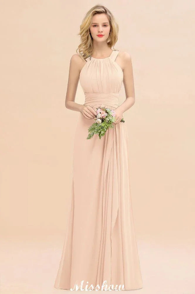 Vestidos de Dama de Honra em Linha A com Alças, Vestido Comprido para Festa de Casamento