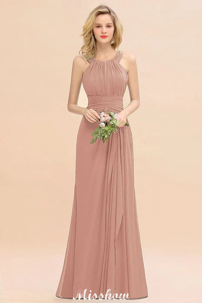 Vestidos de Dama de Honra em Linha A com Alças, Vestido Comprido para Festa de Casamento