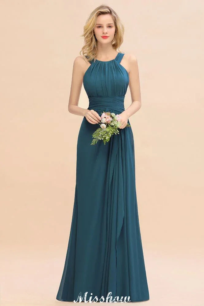 Vestidos de Dama de Honra em Linha A com Alças, Vestido Comprido para Festa de Casamento