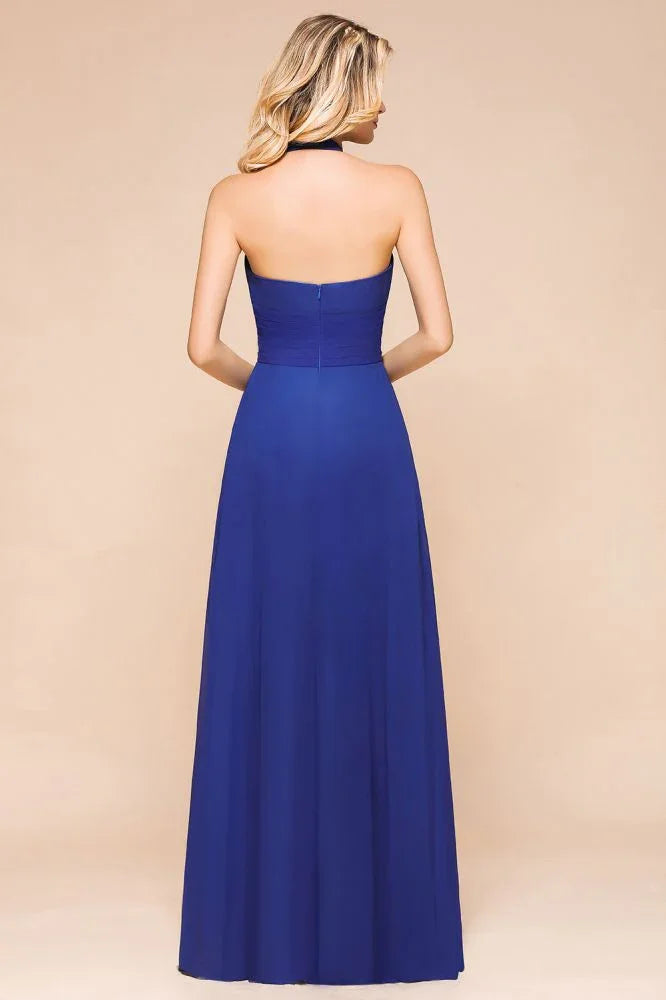 Trägerloses A-Linien Hochzeitsfestkleid Chiffon Brautjungfernkleid