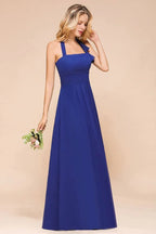 Trägerloses A-Linien Hochzeitsfestkleid Chiffon Brautjungfernkleid