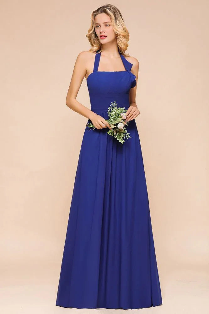 Trägerloses A-Linien Hochzeitsfestkleid Chiffon Brautjungfernkleid