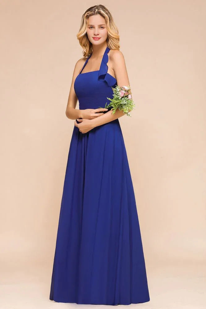 Trägerloses A-Linien Hochzeitsfestkleid Chiffon Brautjungfernkleid