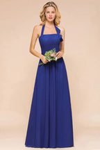 Trägerloses A-Linien Hochzeitsfestkleid Chiffon Brautjungfernkleid