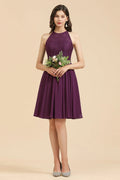 Halter-Spitzenkleid für Brautjungfern, Chiffon, ärmellos, kurzes Kleid