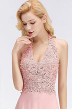 Vestido de Festa Sem Mangas com Aplicações Florais, Corte A, Comprimento Até ao Chão, Vestido de Dama de Honra
