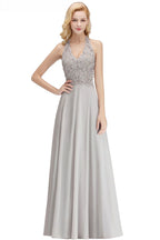 Vestido de Festa Sem Mangas com Aplicações Florais, Corte A, Comprimento Até ao Chão, Vestido de Dama de Honra
