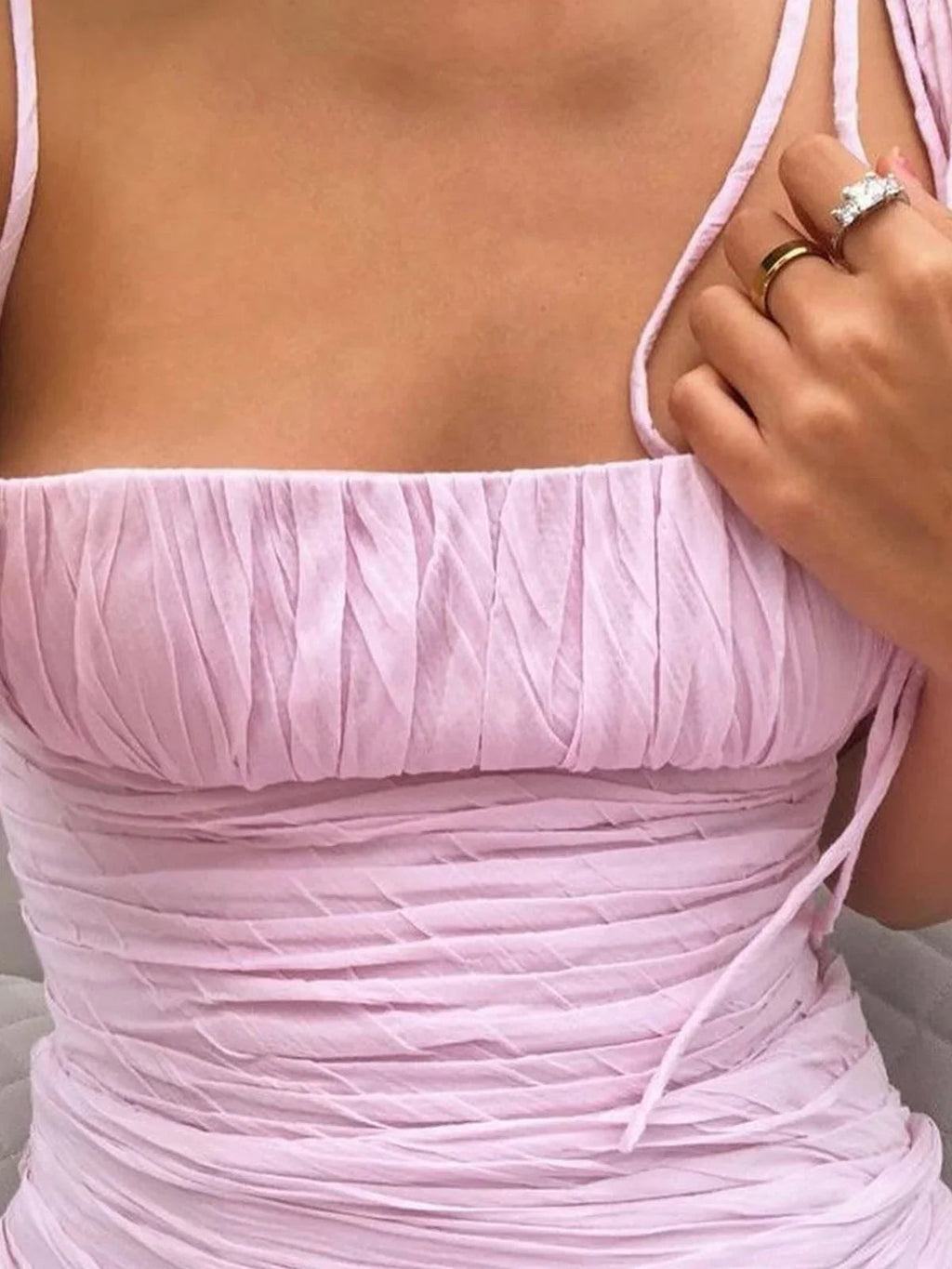 Henry | Robe de bal rose sans manches à bretelles spaghetti longueur au sol style sirène