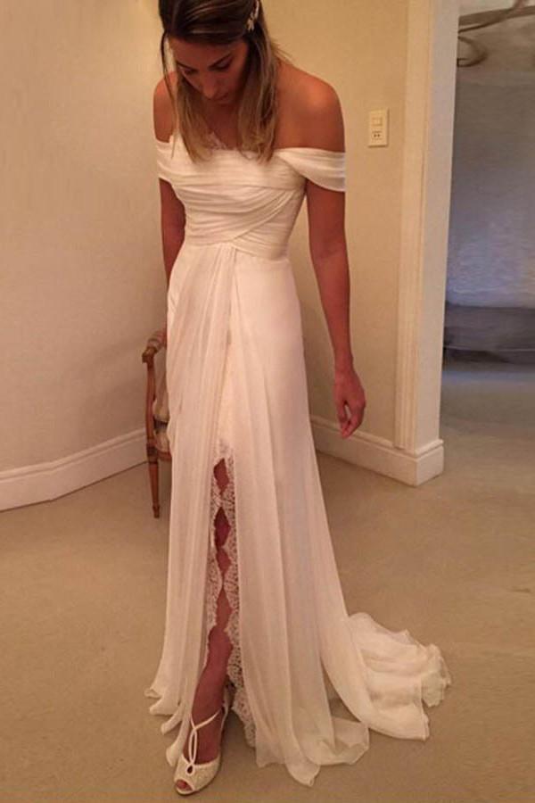 Vestidos de novia largos de alta calidad sin tirantes y mangas cortas