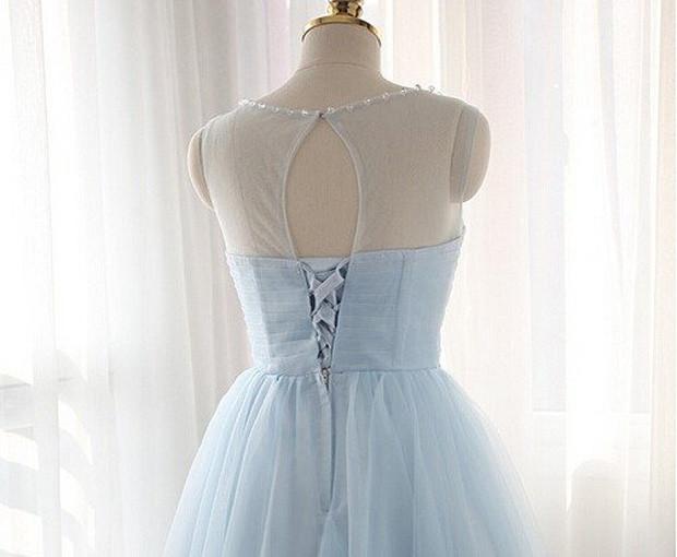 Charming Light Blue Tulle Short Prom Dresses, A-line Homecoming Dresses