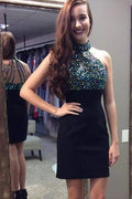 Vestiti per feste di fine anno con corpetto nero piccolo decorato con perline di strass, abiti per ragazze