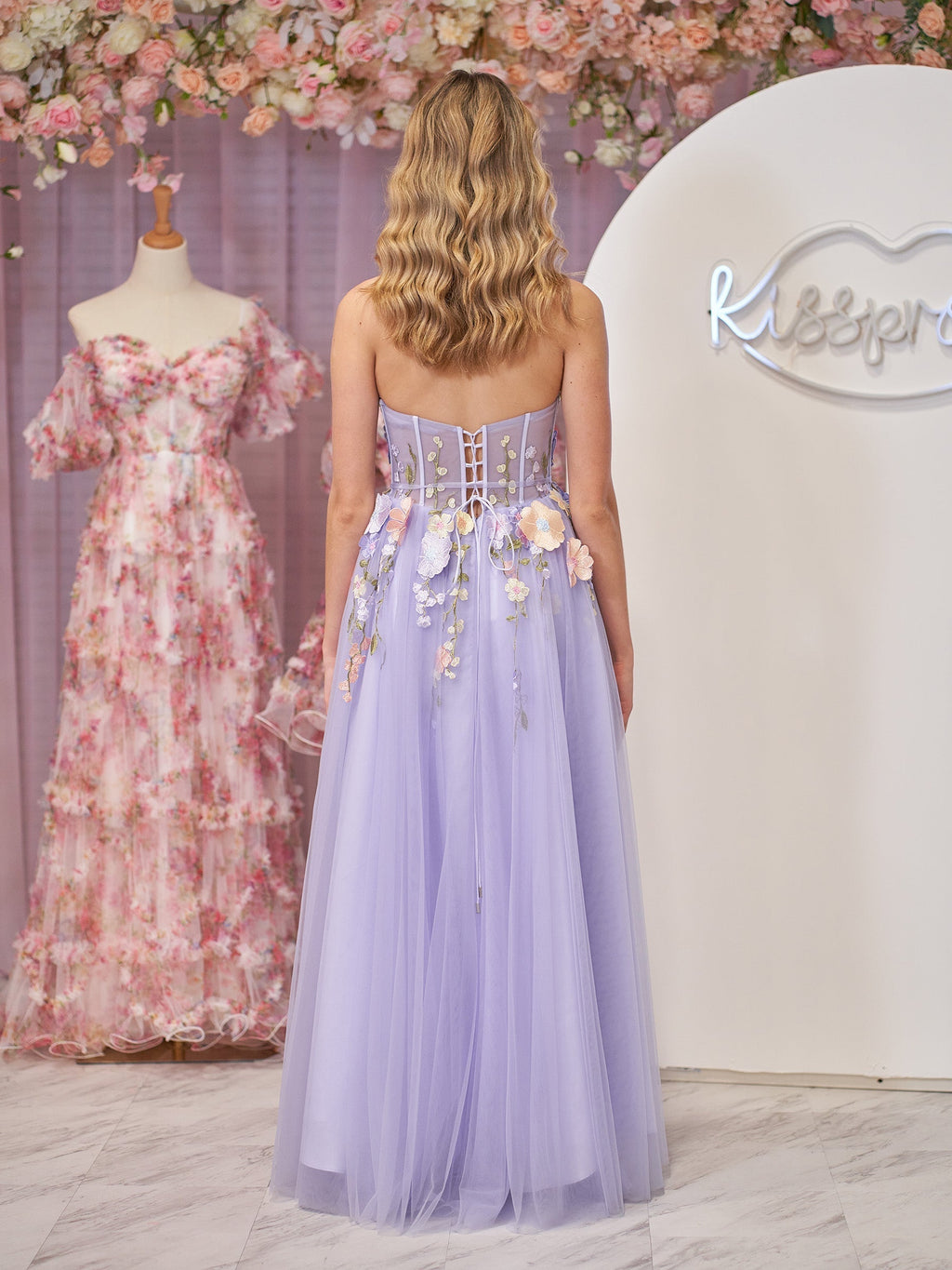 A-Line Strapless Tulle Homecoming Dress With 3D Flowers