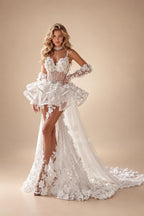 Exquisite Sheer Lace Mermaid Wedding Dresses with Structured 3D Flowers ZP020
