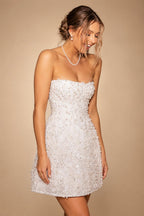 Luxury White Sparkle Sequined Bead Embellished Tube Sheath Wedding Dress ZP044
