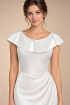 Luxury Lvory Ruched Bodycon Mini Wedding Dress ZP047